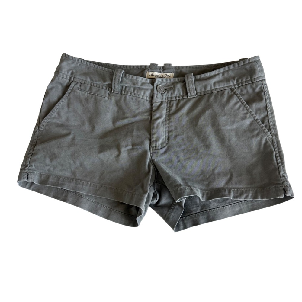 Abercrombie & Fitch Womens Grey Chino Shorts Low Rise Stretch Size 6